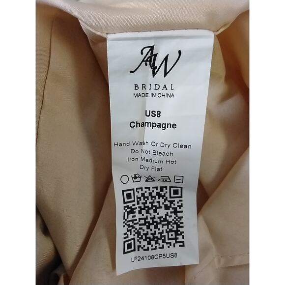 AW BRIDAL SZ 8 M champagne Blustery formal party gala maxi dress NEW B36 - Picture 9 of 9